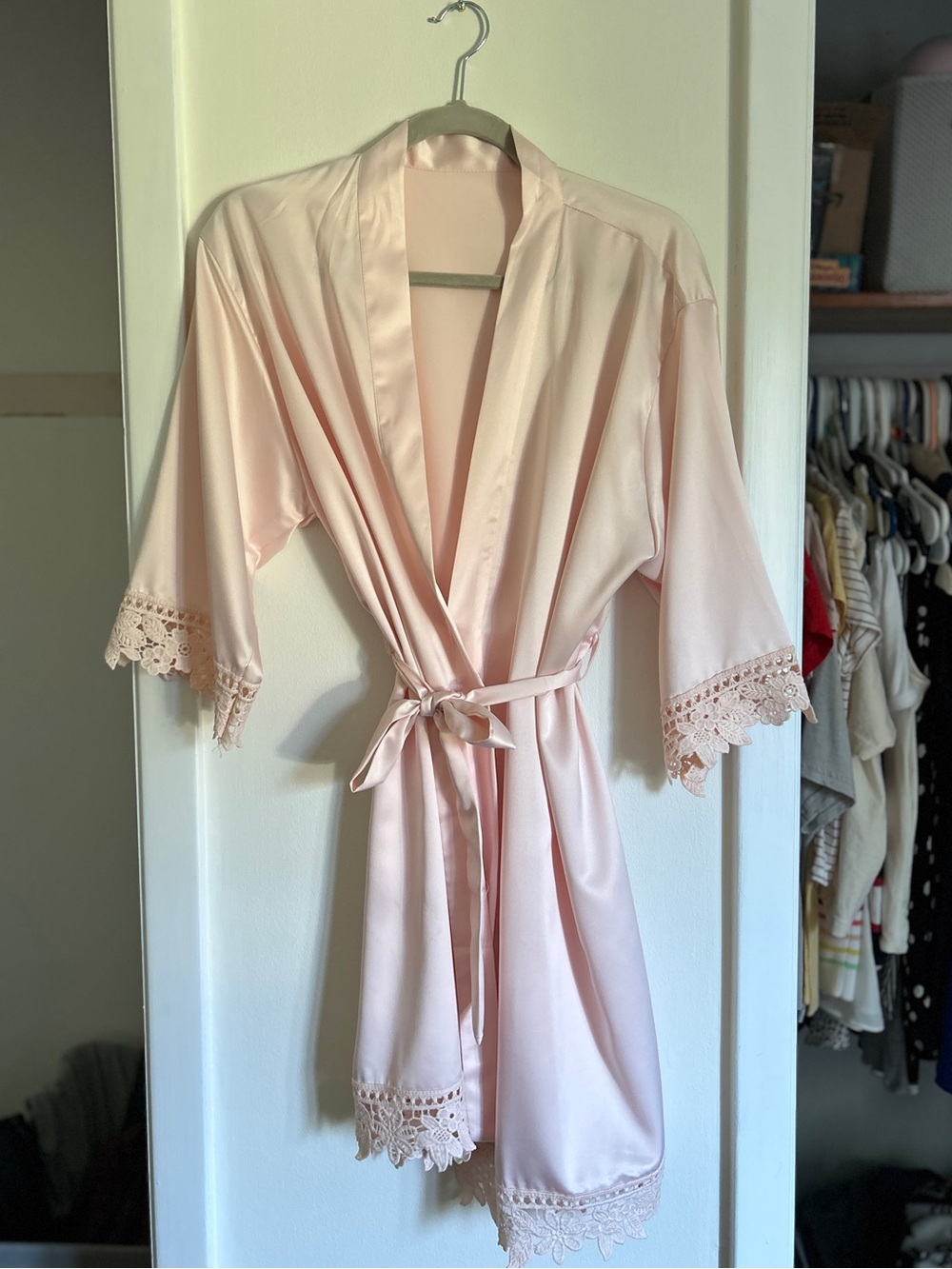 Women’s Pink Satin Robe - Picture 2 of 6